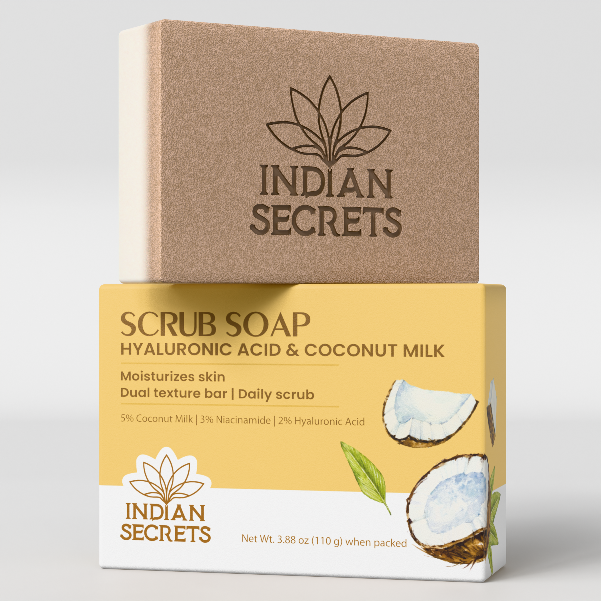 Indian Secrets Scrub Soap Hyaluronic Acid & Coconut Milk