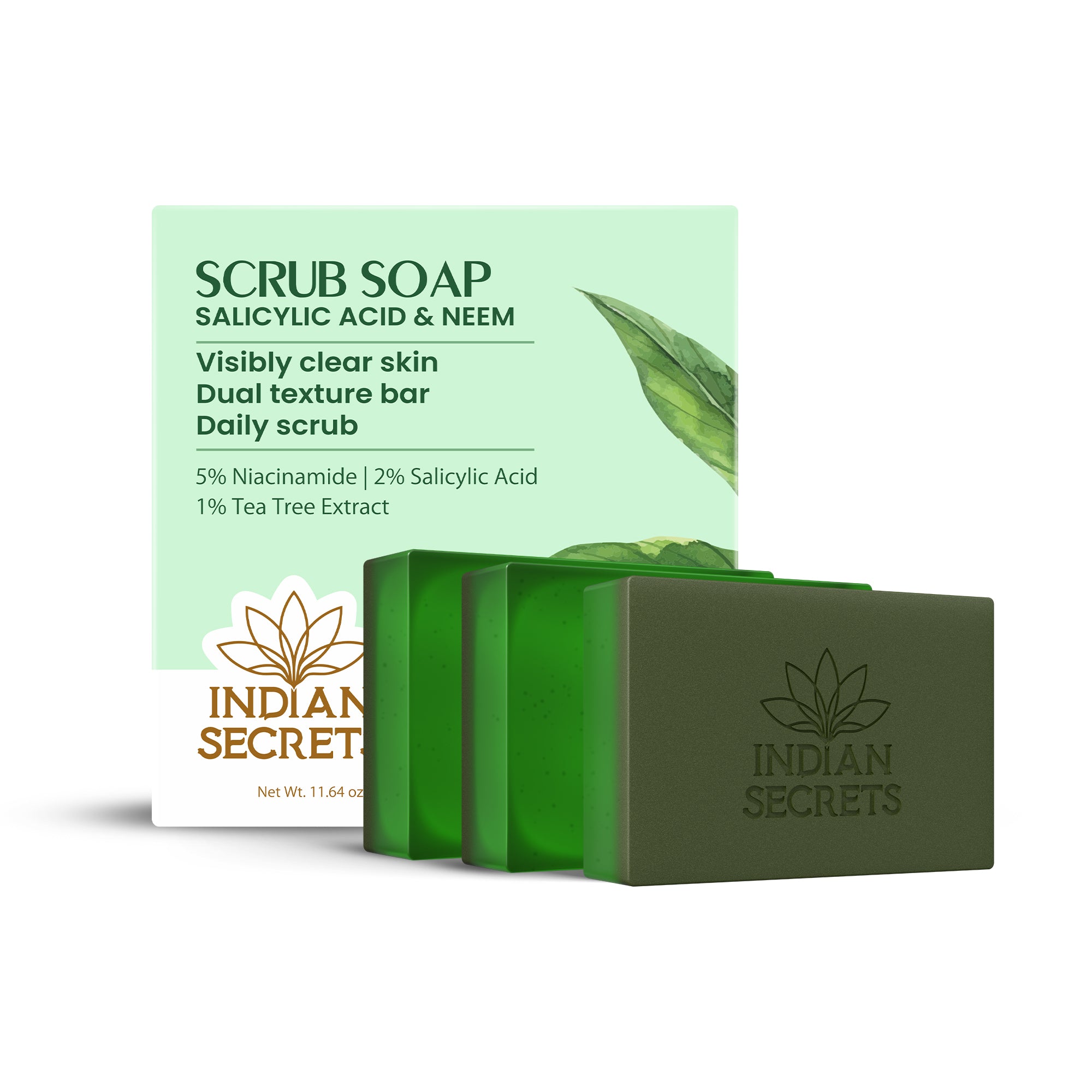 Indian Secrets Scrub Soap Salicylic Acid & Neem, Pack of 3