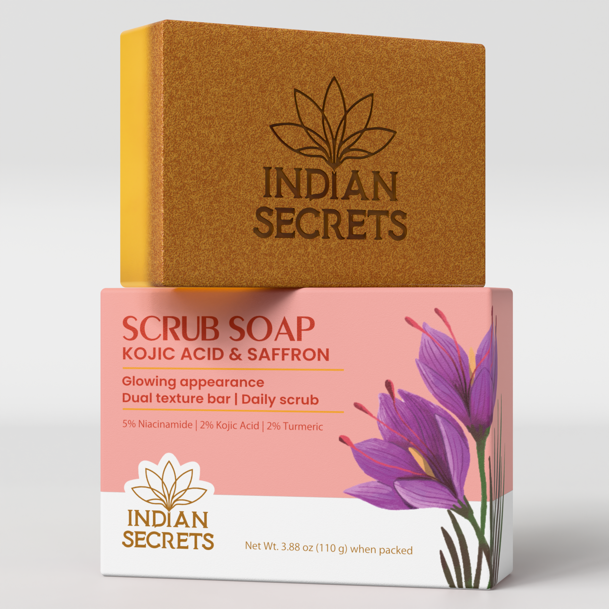 Indian Secrets Scrub Soap Kojic Acid & Saffron