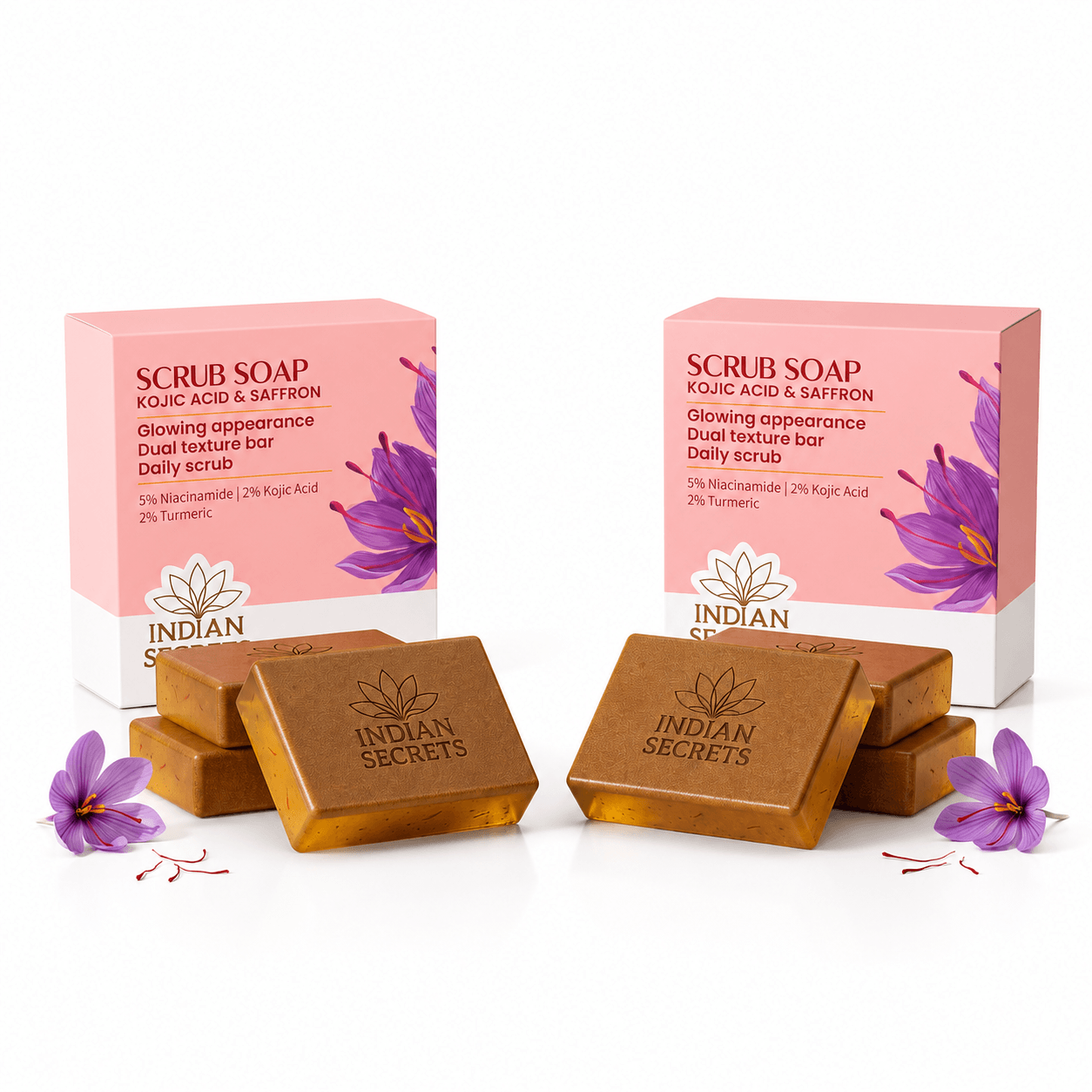 Indian Secrets Scrub Soap Kojic Acid & Saffron