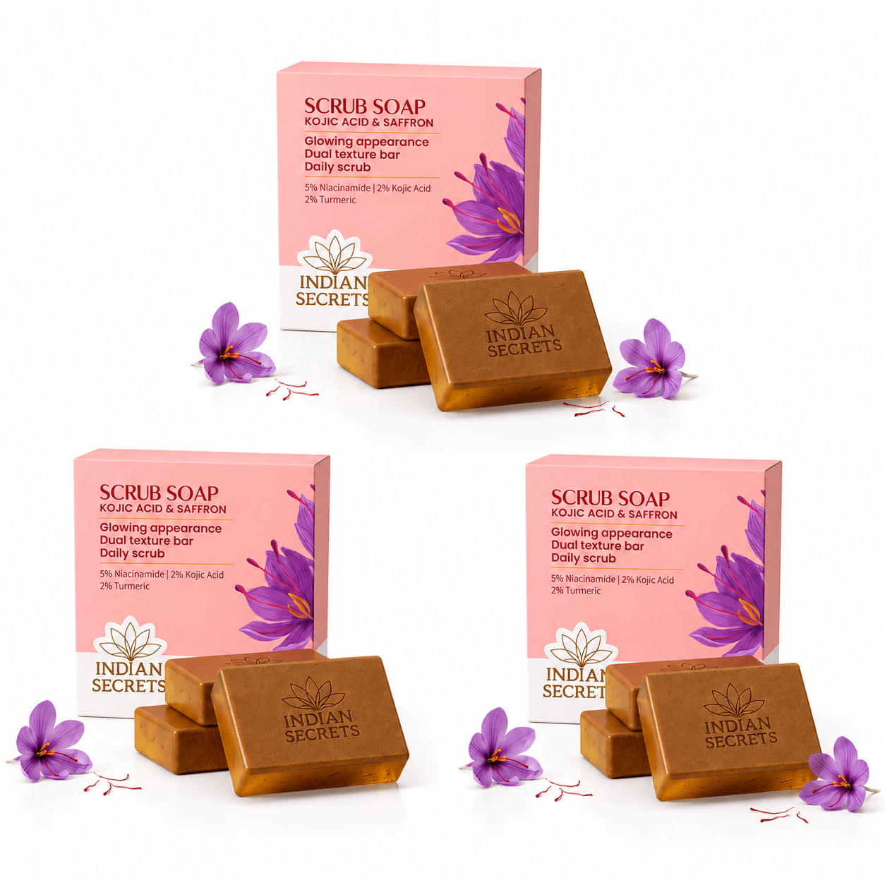 Indian Secrets Scrub Soap Kojic Acid & Saffron