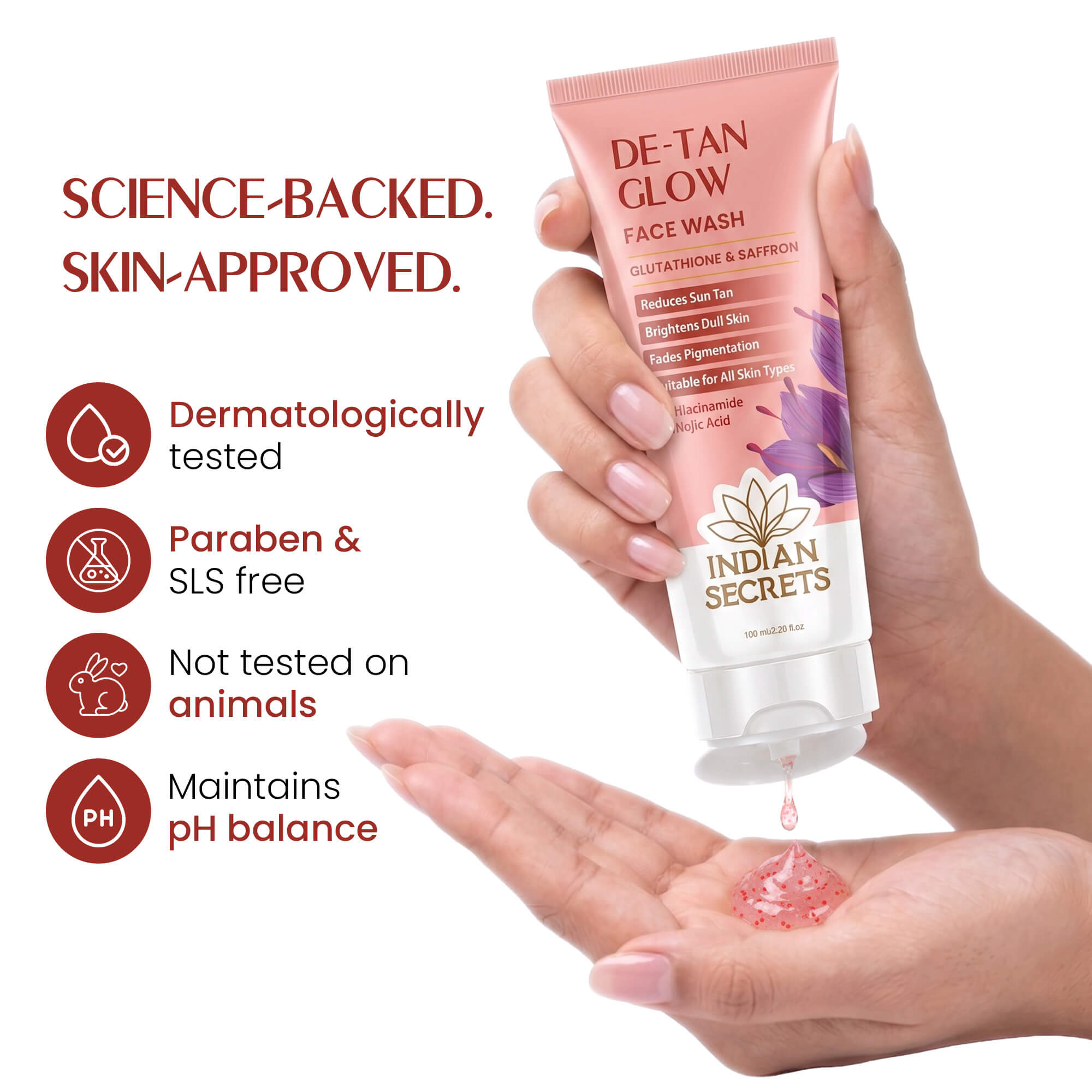 Indian Secrets Glow Combo With De-Tan Face Wash and Kojic Acid & Saffron Scrub Soap Combo