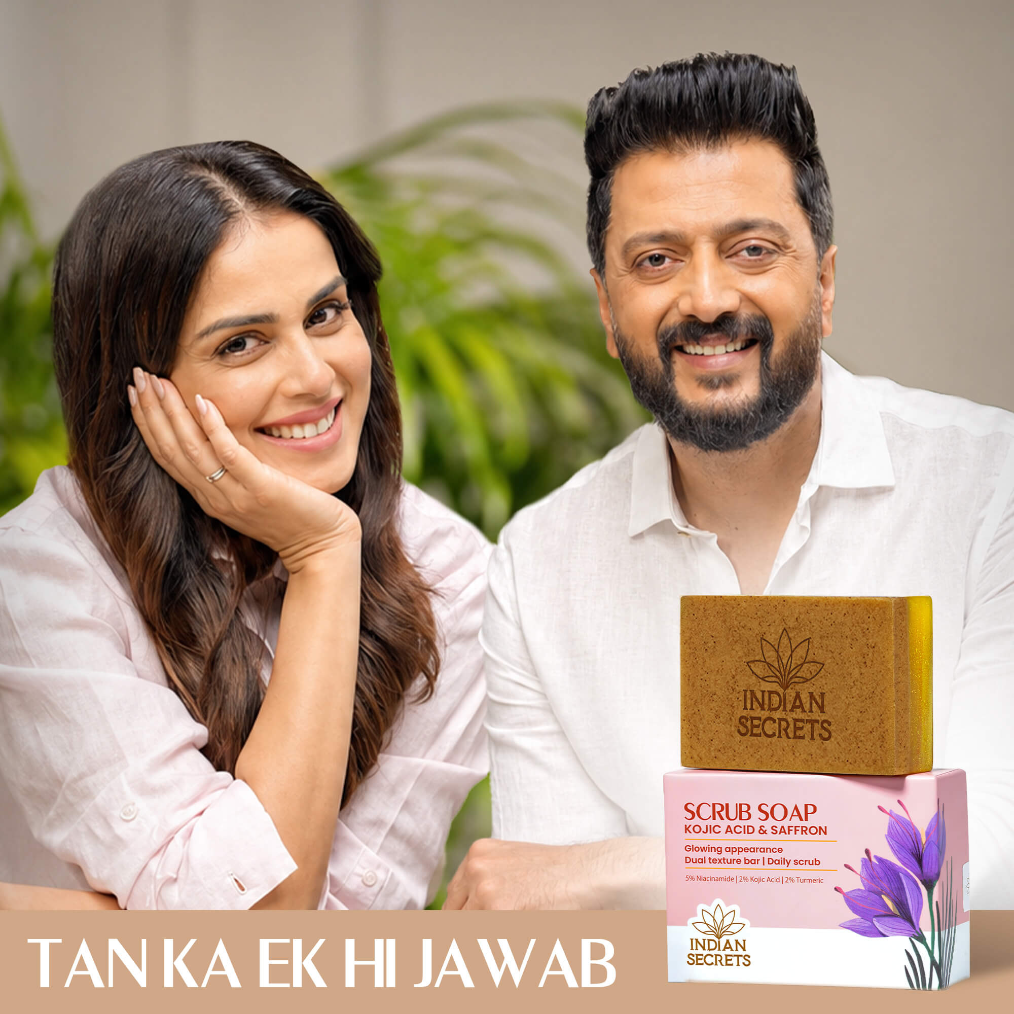 Indian Secrets Glow Combo With De-Tan Face Wash and Kojic Acid & Saffron Scrub Soap Combo