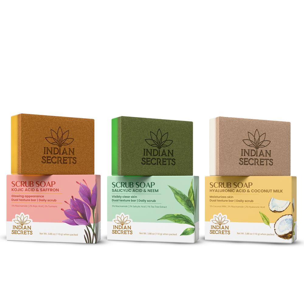 Indian Secrets Scrub Soap Assorted Combo Pack of 3